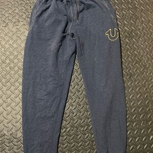 True Religion Kids Dark Blue Sweatpants with Yellow Embroidered Logo